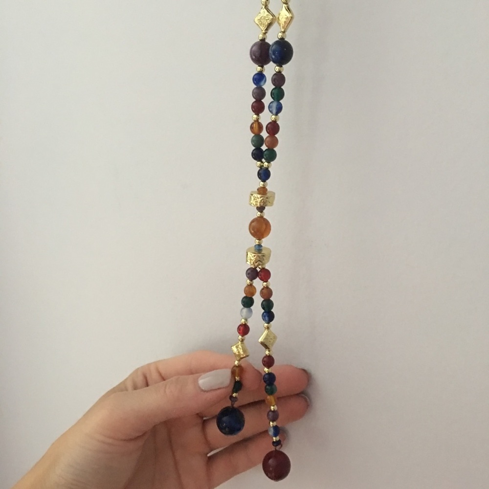 Lucite beaded necklace with goldtone accents